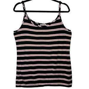 Lynn Ritchie Silver Black with Red & White Stripes Rayon Tank Top Size Medium